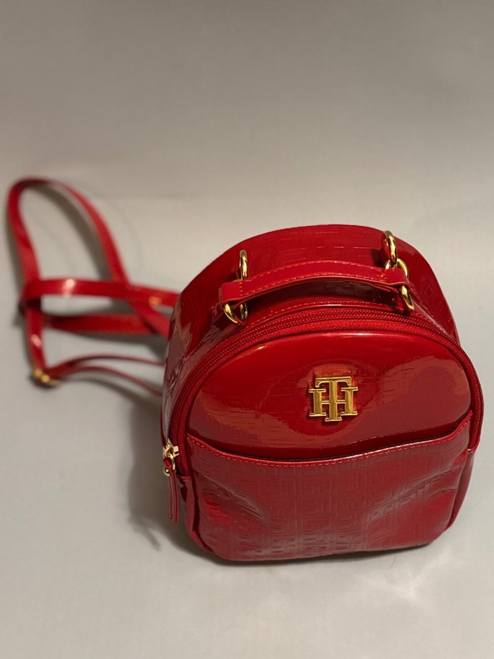 Tommy Hilfiger Red Small Backpack Multi Zipper